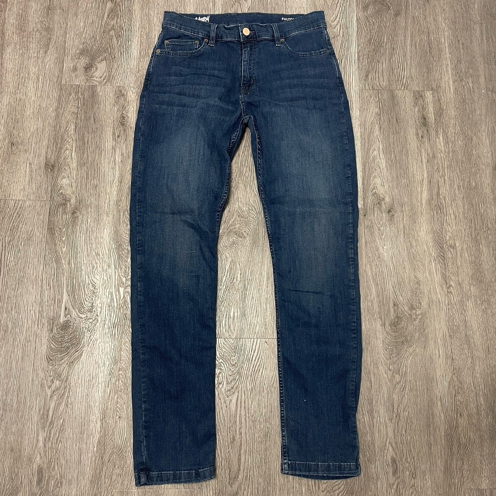 Mugsy Jeans Mens 32x32 Blue Fulton Dark Wash Slim Straight Stretch Denim FLX3NFU